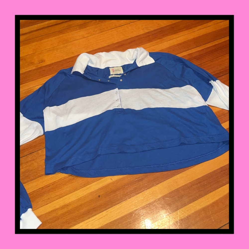 Urban Outfitters Cropped Collared Long Sleeve Top New With Tags